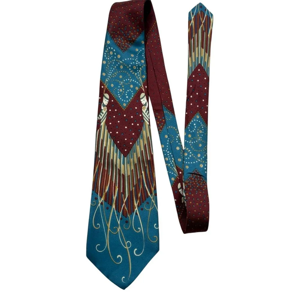 VTG 70s Berkley Cravats Carre Art Deco Tie 4.5